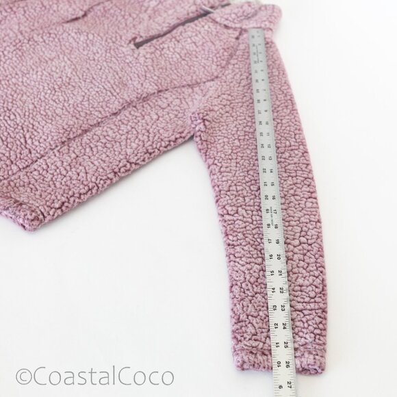 Cozy Sherpa Pink Quarter Zip Pullover Small Vegan Fleece Soft Warm Plush Jacket - Picture 15 of 15